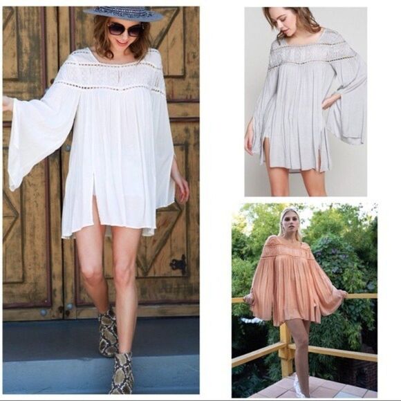 POL Woven Gauze Top Lace Contrast & Bell Sleeves - Picture 2 of 16